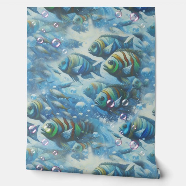 アクリルの魚と珊瑚の水中絵を描芸術 壁紙 (ほどく)