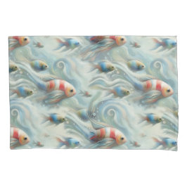 アクリルの魚と珊瑚の水中絵を描芸術 枕カバー