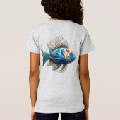 アクリルの魚と珊瑚の水中絵を描芸術 Tシャツ (裏面)