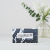 アクリルの黒大理石塗り 名刺 (スタンド正面)