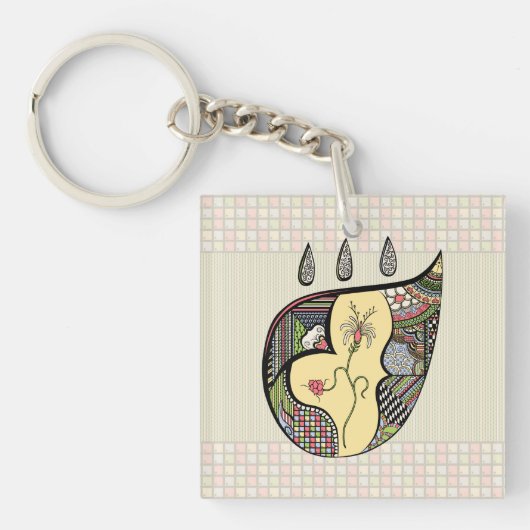 アクリルのKeychain内の花 キーホルダー (正面)