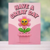 アクリルは日素晴らしにピンクの花の看板を持つ アクリルサイン (ニュートラル)