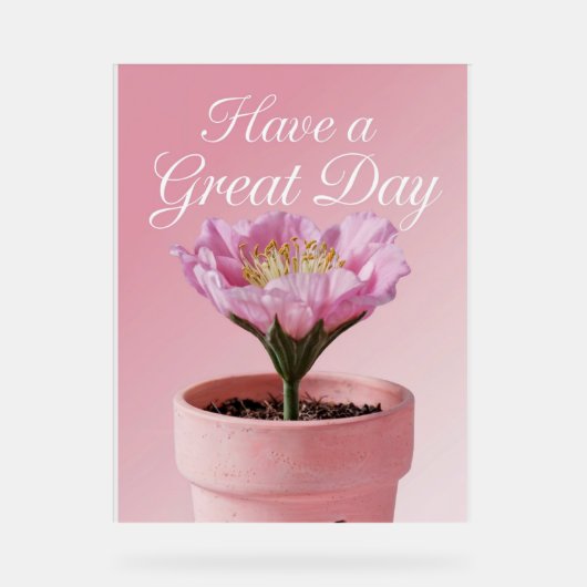 アクリルは日素晴らしにピンクの花の看板を持つ アクリルサイン (正面)