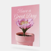 アクリルは日素晴らしにピンクの花の看板を持つ アクリルサイン (傾斜)