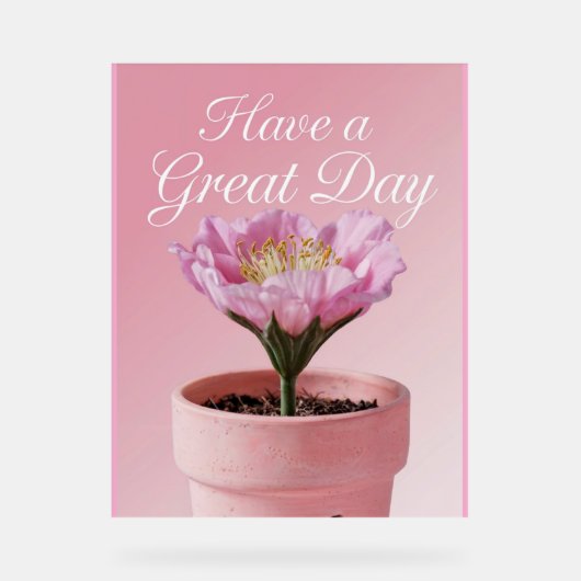 アクリルは日素晴らしにピンクの花の看板を持つ アクリルサイン (正面)