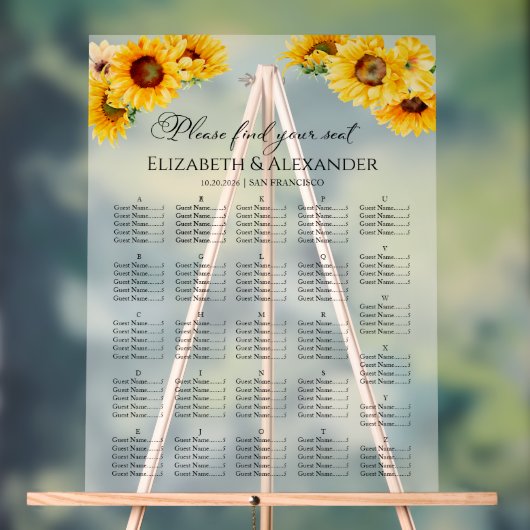 アクリルひまわり秋の結婚式座席表 アクリルサイン (ニュートラル)