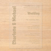 アクリルウェディング招き金ゴールドはっきりした文字モダン アクリル招待状 (正面)