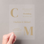 アクリルウェディング招き金ゴールドミニマル文字はっきりした アクリル招待状 (インサイチュ (ポータブル))