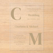 アクリルウェディング招き金ゴールドミニマル文字はっきりした アクリル招待状 (正面)