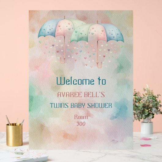 アクリルウェルカムサインツインズボーイアンドガールシャワー アクリルサイン (ウェディング)