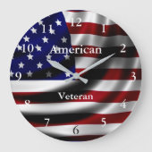 アクリルウォールクロックアメリカン退役軍人 ラージ壁時計 (正面)