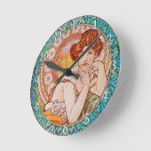 アクリルウォールクロックアールヌーボーアルフォンスミュシャ22 ラウンド壁時計 (傾斜)