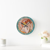 アクリルウォールクロックアールヌーボーアルフォンスミュシャ22 ラウンド壁時計 (ホーム)