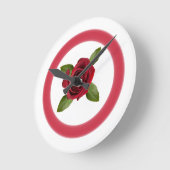 アクリルウォールクロックレッドローズ ラウンド壁時計 (傾斜)