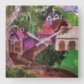 アクリルウォールクロック：ファームハウス スクエア壁時計 (正面)