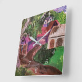 アクリルウォールクロック:ファームハウス スクエア壁時計 (傾斜)