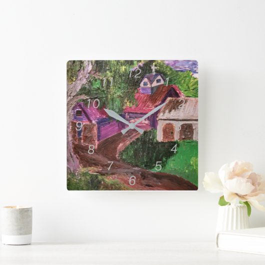 アクリルウォールクロック：ファームハウス スクエア壁時計 (ホーム)