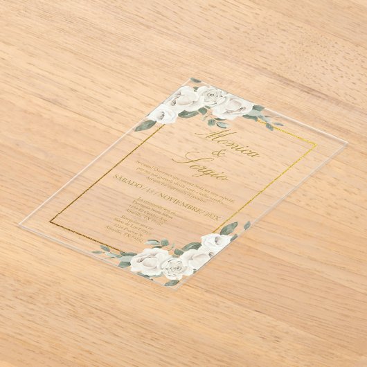 アクリルエレガントなウェディング招待状スペインのイン アクリル招待状 (レイダウン)