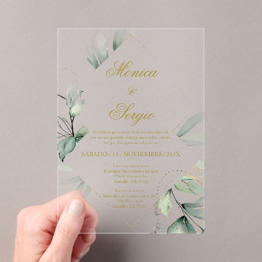 アクリルエレガントグ結婚リースペインのズ アクリル招待状 (インサイチュ (ポータブル))