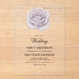 アクリルエレガントパープルバラ結婚式招待状 アクリル招待状