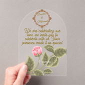 アクリルエレガント澄ん結婚式招待状とバラ アクリル招待状 (インサイチュ (ポータブル))