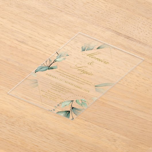 アクリルエレガント結婚式招待状インスペインの アクリル招待状 (レイダウン)