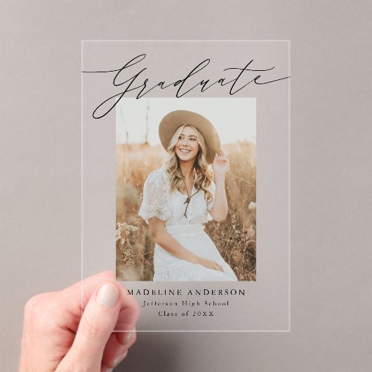 アクリルエレガント製台本の卒業発表 アクリル招待状 (インサイチュ (ポータブル))