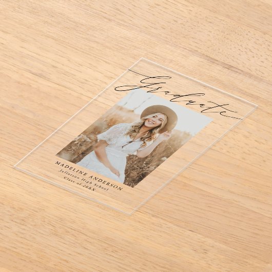 アクリルエレガント製台本の卒業発表 アクリル招待状 (レイダウン)