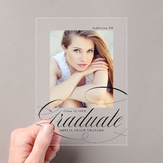 アクリルエレガント製台本の卒業発表 アクリル招待状 (インサイチュ (ポータブル))