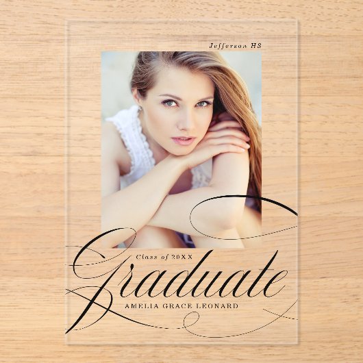 アクリルエレガント製台本の卒業発表 アクリル招待状 (正面)