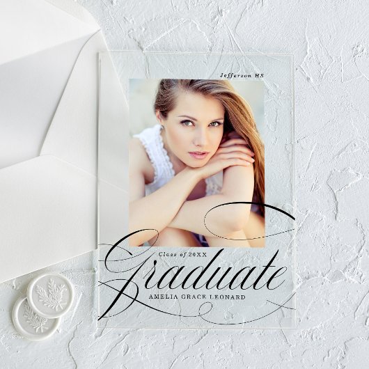 アクリルエレガント製台本の卒業発表 アクリル招待状