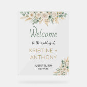 アクリルエレガント赤面フローラ結婚のウェルカムサイン アクリルサイン (正面)