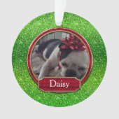 アクリルオーナメントフフェイクォトグリーンレッドスパークル オーナメント (正面)