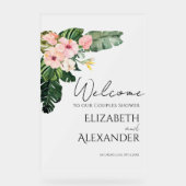 アクリルカップルのシャワー歓迎サイン | 熱帯性 アクリルサイン (正面)