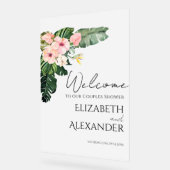 アクリルカップルのシャワー歓迎サイン | 熱帯性 アクリルサイン (傾斜)