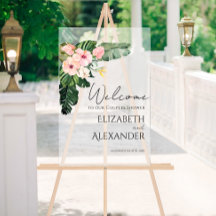 アクリルカップルのシャワー歓迎サイン | 熱帯性