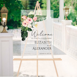 アクリルカップルのシャワー歓迎サイン | 熱帯性 アクリルサイン