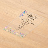 アクリルカラフルな野の花のリハーサルディナー アクリル招待状 (レイダウン)