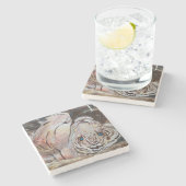 アクリルカラフルホワイトタイガーモノグラム ストーンコースター (横)