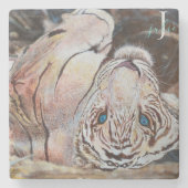 アクリルカラフルホワイトタイガーモノグラム ストーンコースター (正面)