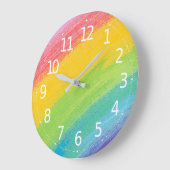 アクリルカラフル水彩虹模様| ラージ壁時計 (傾斜)