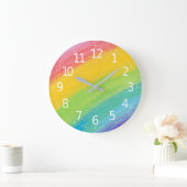 アクリルカラフル水彩虹模様| ラージ壁時計 (ホーム)