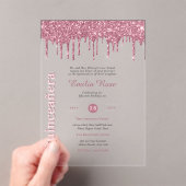 アクリルキンセアニェラバラ金ゴールドピンクグリッター アクリル招待状 (インサイチュ (ポータブル))