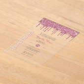 アクリルキンセアニェラバラ金ゴールドピンクグリッター アクリル招待状 (レイダウン)