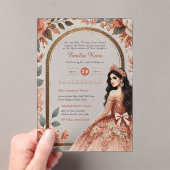 アクリルキンセアニェラバラ金ゴールドピンクドレスティアラ アクリル招待状 (インサイチュ (ポータブル))