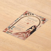 アクリルキンセアニェラバラ金ゴールドピンクドレスティアラ アクリル招待状 (レイダウン)