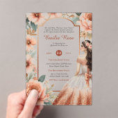 アクリルキンセアニェラバラ金ゴールドピンクドレスティアラ アクリル招待状 (インサイチュ (ポータブル))