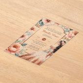 アクリルキンセアニェラバラ金ゴールドピンクドレスティアラ アクリル招待状 (レイダウン)