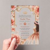 アクリルキンセアニェラバラ金ゴールドピンクドレスティアラ アクリル招待状 (インサイチュ (ポータブル))