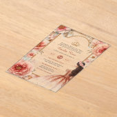 アクリルキンセアニェラバラ金ゴールドピンクドレスティアラ アクリル招待状 (レイダウン)